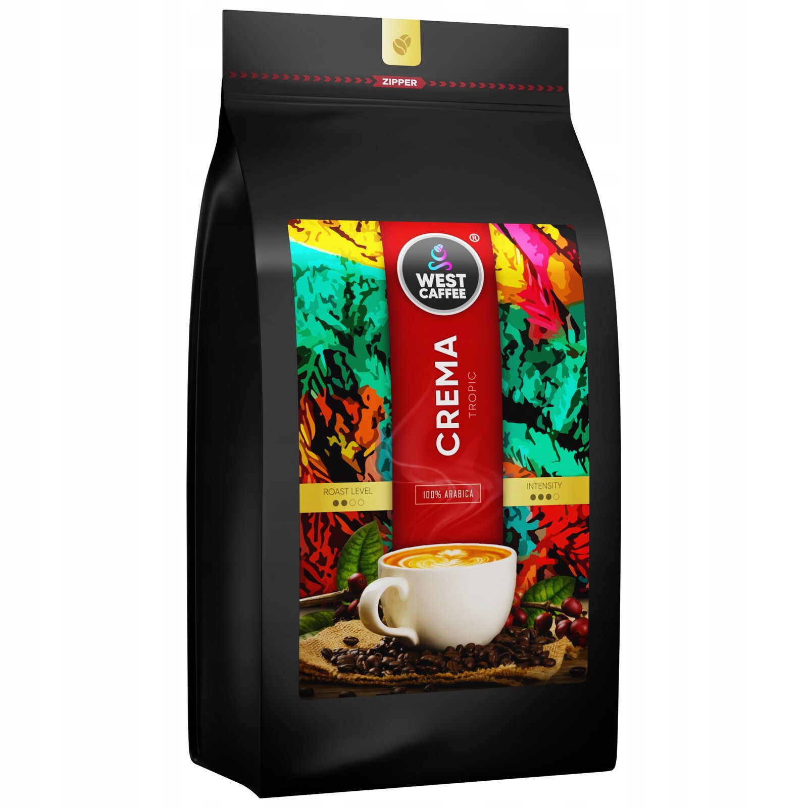 Káva zrnková Crema Tropic 100% Arabica 1 kg Čerstvě pražená West Caffee