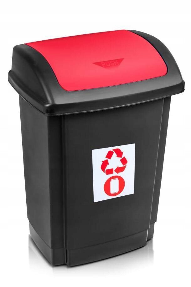 Výklopný koš na tříděný odpad, nádoba 25 l, červená barva 1341