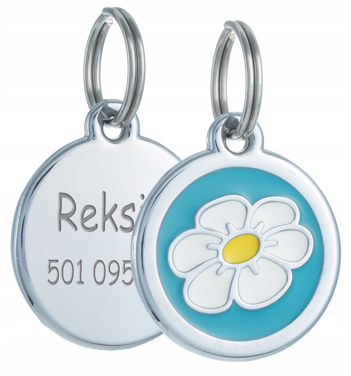 Identifikátor Adresář Pro Psa Gravírování Květin Sedmikráska Kovová