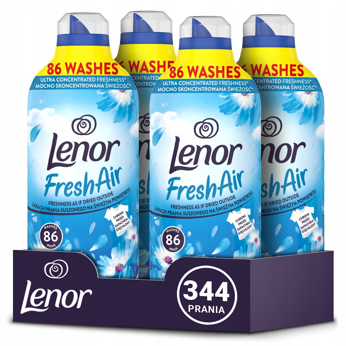 Sada 4 Tekutá aviváž Lenor Fresh Air Fresh Wind 1,2 l, 344 praní