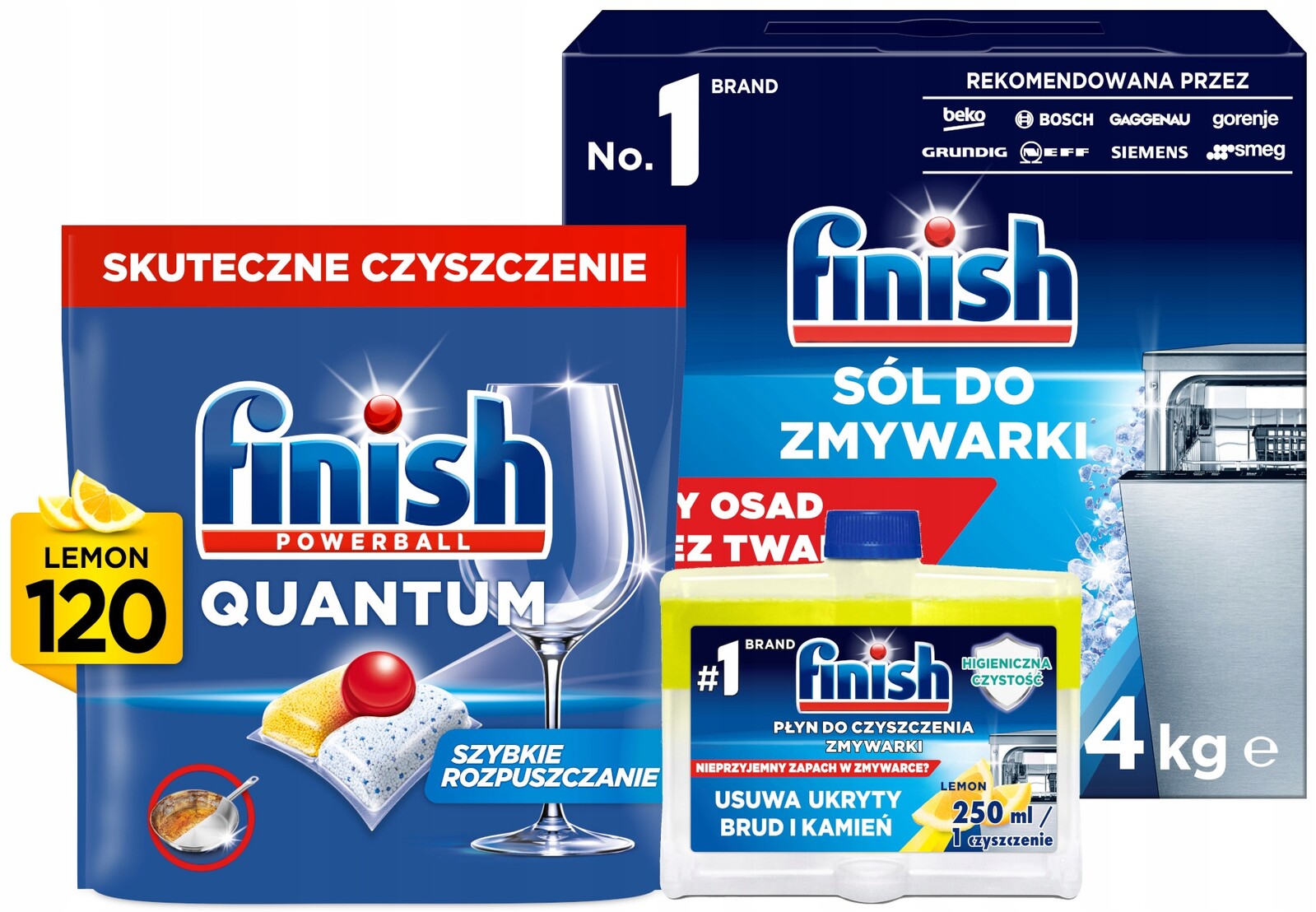 Sada kapslí do myčky Finish Quantum 120 kusů sůl čistič
