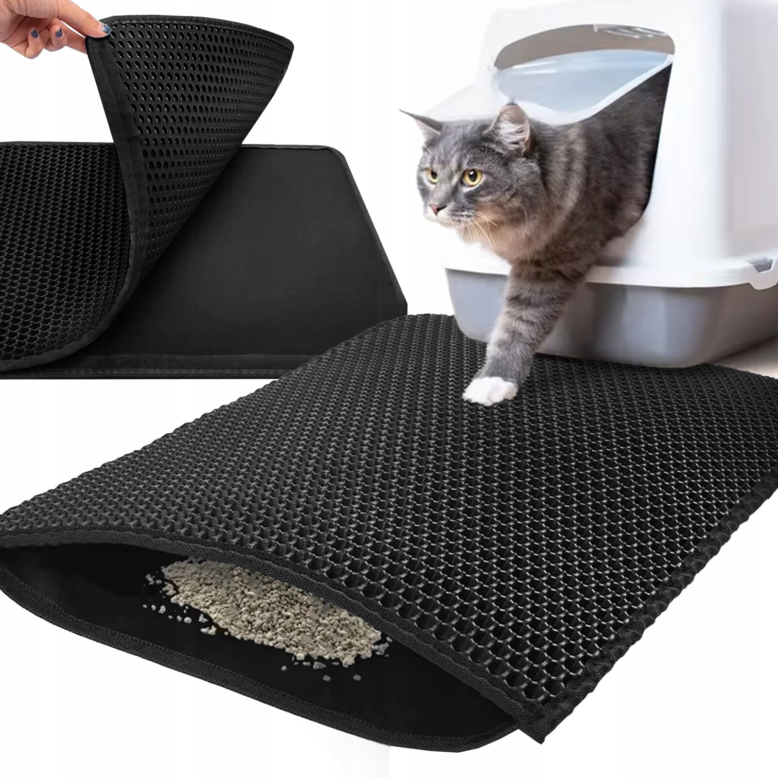 Podložka Pod Kuwete Dvouvrstvá rohožka pro kočky Černá XXL