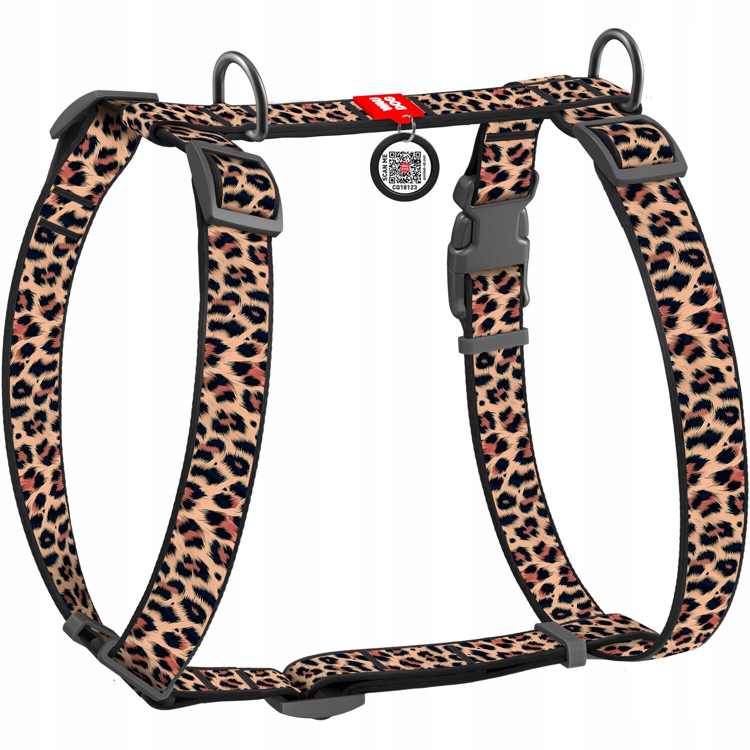 Anatomické postroje pro psa ve tvaru písmene, obrázek Leopard, velikost L