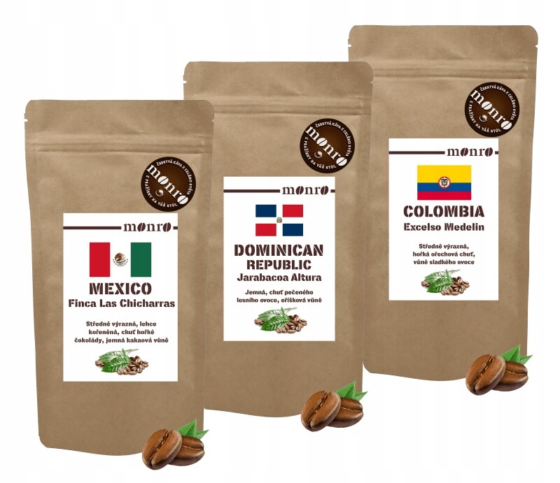 Degustační balíčky zrnkové kávy Arabiky 250gx3ks