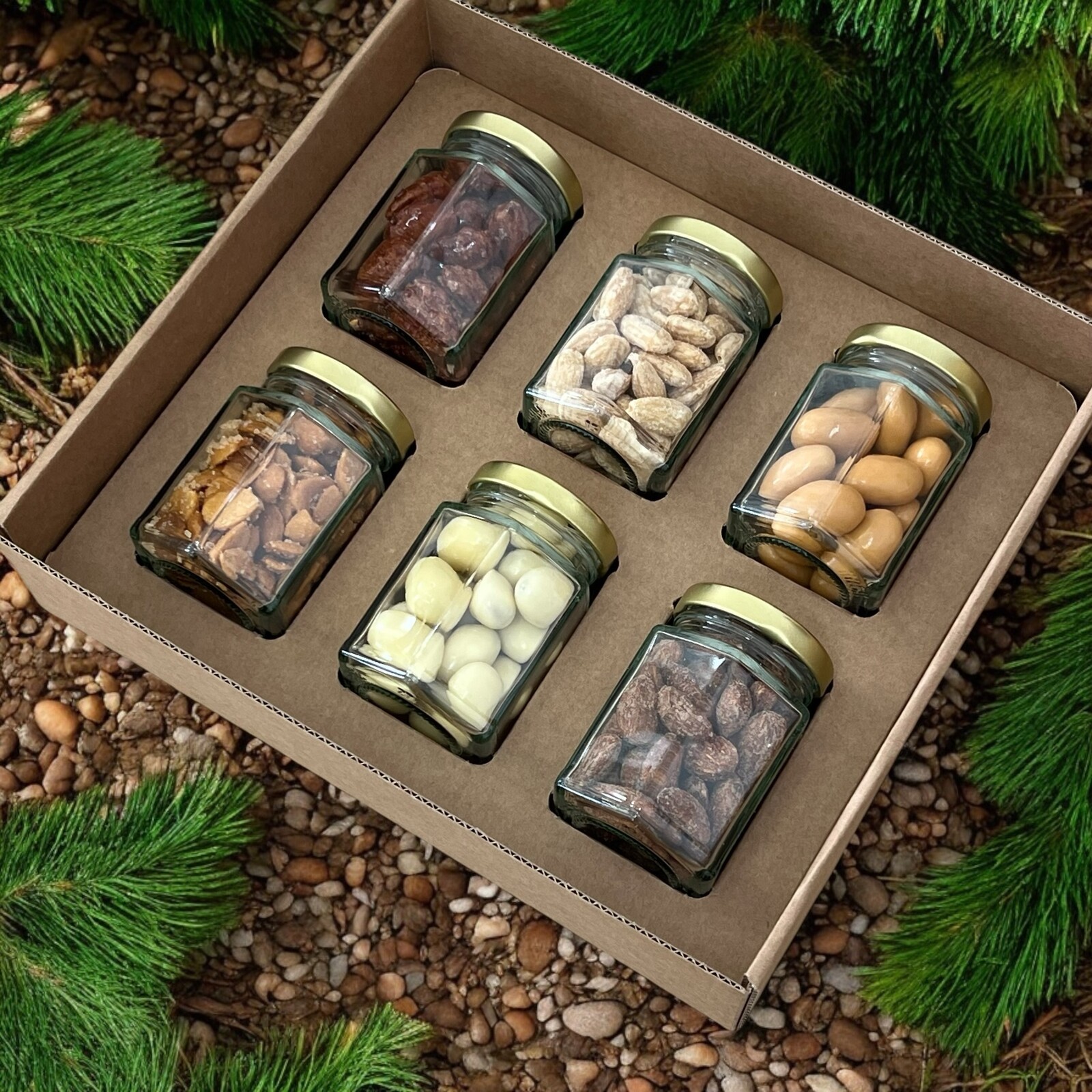 Nutworld.cz Dárkový box s mandlemi – 6x sklenička Exclusive