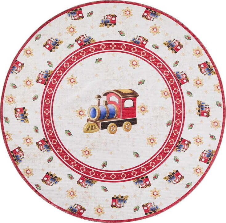 Červený kulatý koberec s vánočním motivem ø 160 cm Toy's Delight Train – Villeroy&Boch