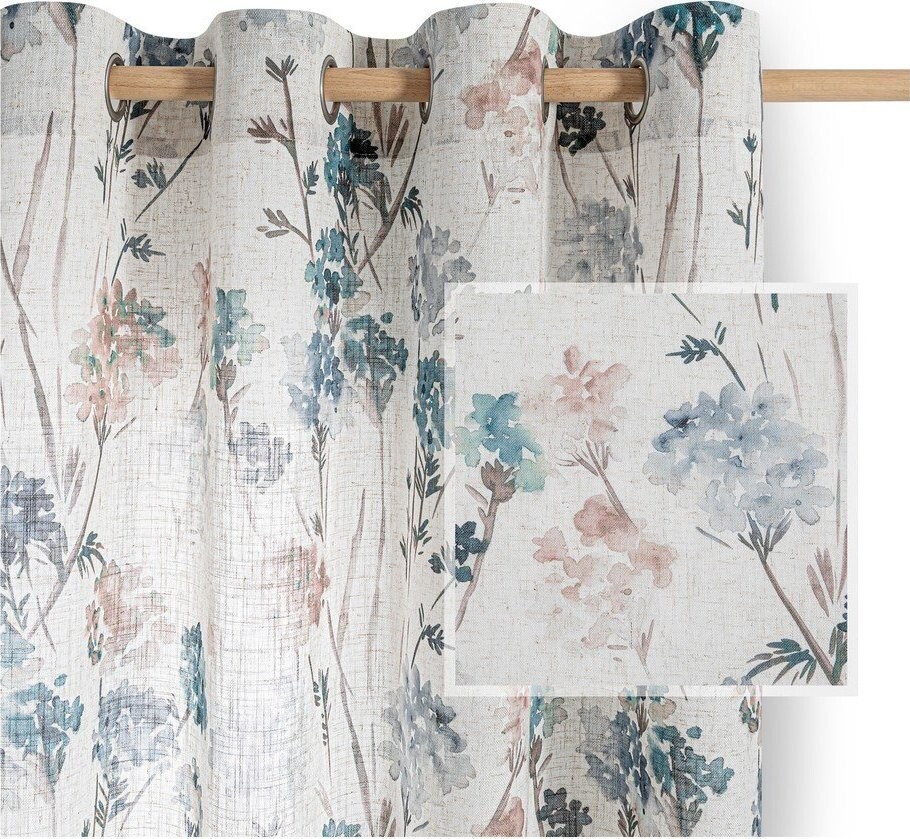 Světle modrý/krémový závěs 135x250 cm Flosi – Restilo