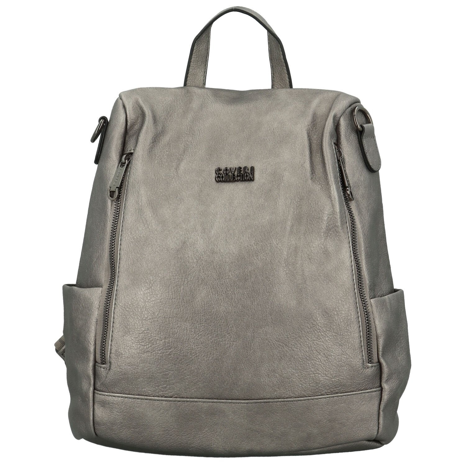 Stylový dámský koženkový kabelko/batoh Trinida new, stříbrný