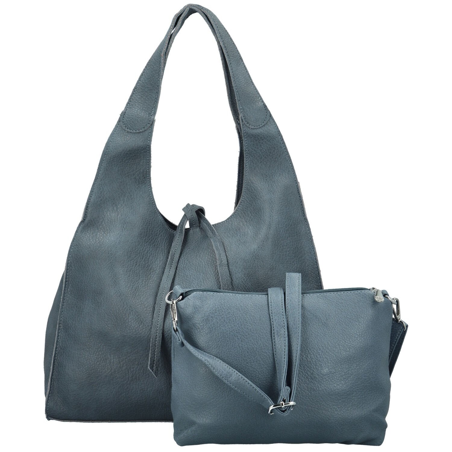 Trendy dámský koženkový set kabelek Shane, džínově modrý