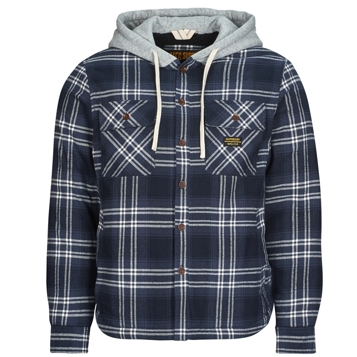 Superdry  SURPLUS HOODIE OVERSHIRT  Modrá