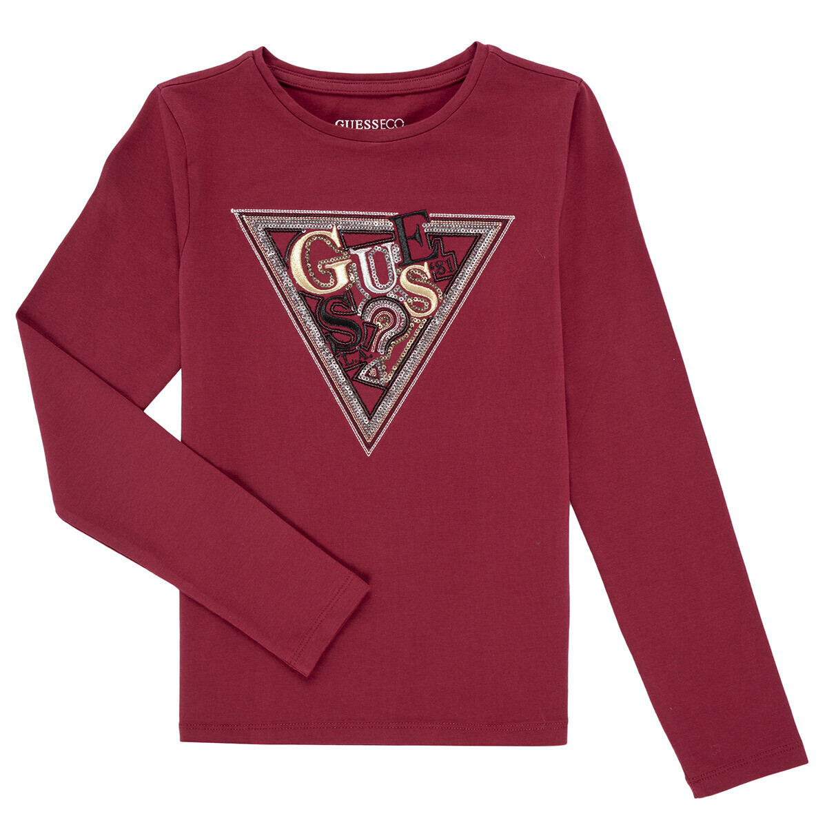 Guess  LS T-SHIRT W/SEQUINS  Bordó