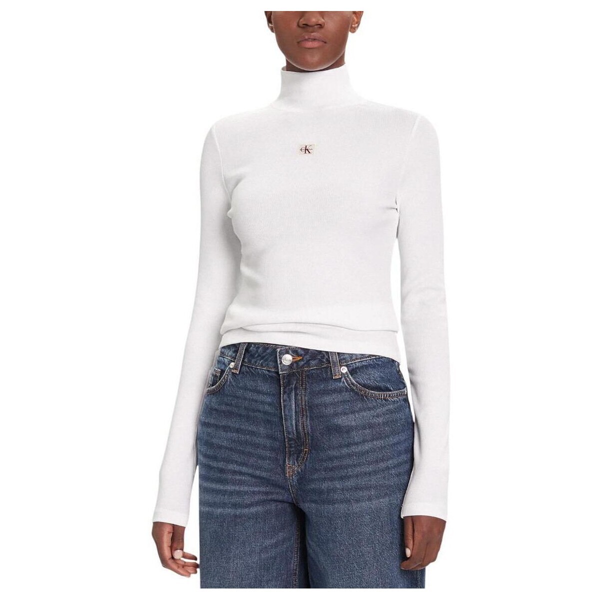 Calvin Klein Jeans  LS WOVEN LABEL TURTL LV047D203G  Bílá