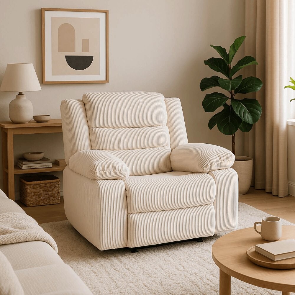 Moderní křeslo ARTURO v béžovém manšestru pro maximální komfort