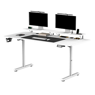 ULTRADESK HIGHLANDER XXL Bílý pracovní stůl s elektrickým nastavením