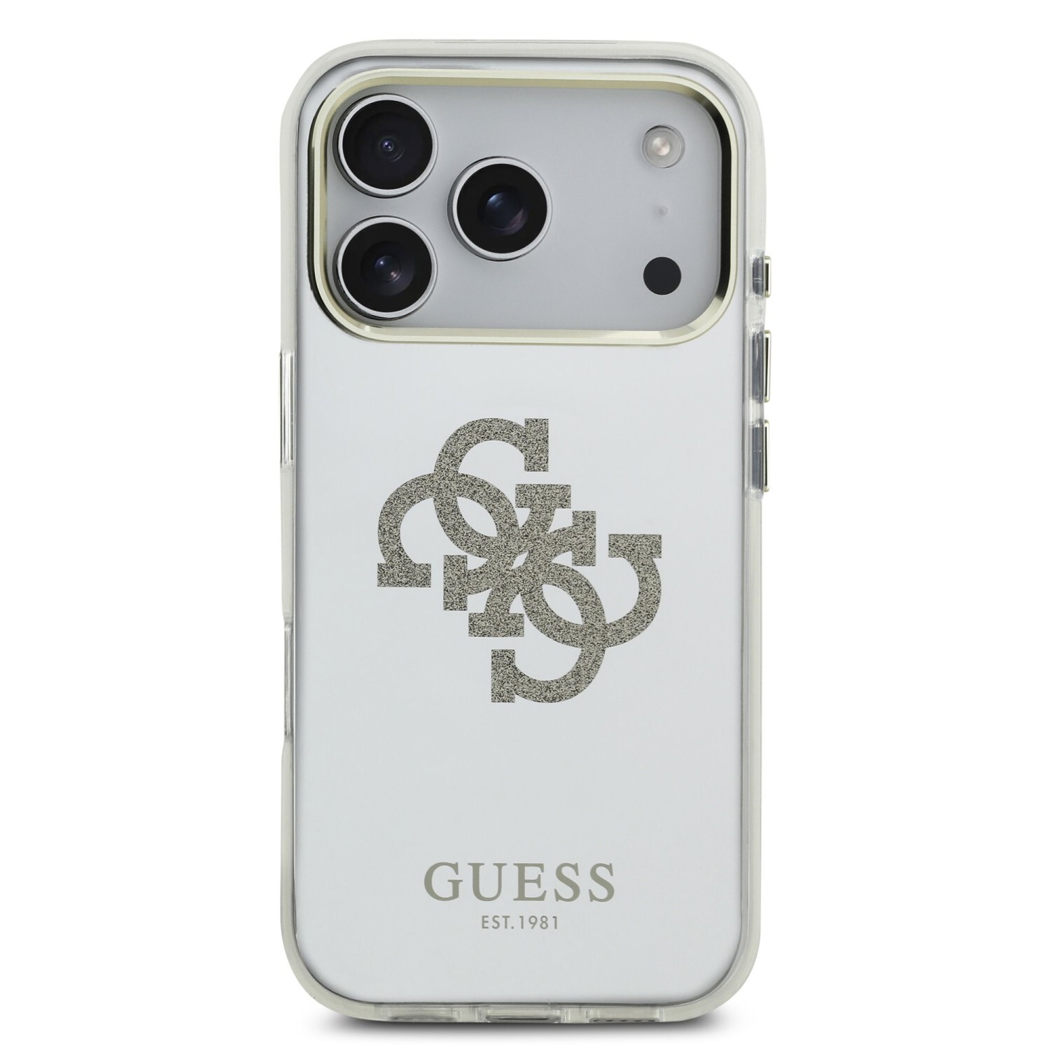 Zadní kryt Guess PC/TPU Mirror 4G Glitter Logo MagSafe pro Apple iPhone 17 Pro Max, zlatá