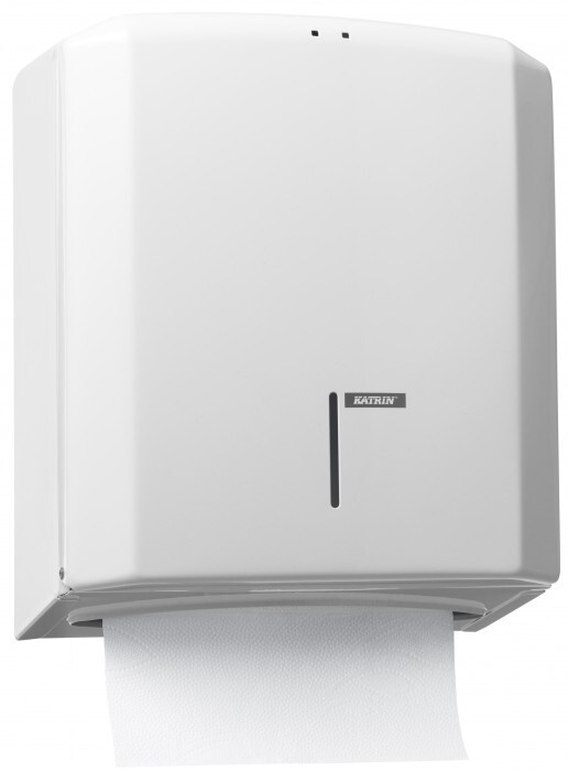 Zásobník na papírové ručníky skládané Katrin kov bílý vel. M