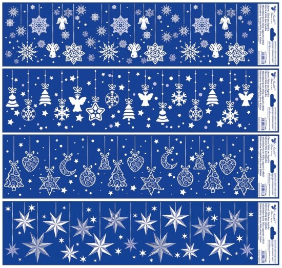 Anděl Vánoční okenní fólie s glitry - pruh - visící ozdoby - 64 x 15 cm - 266