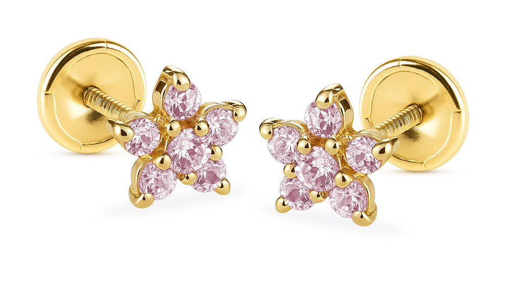 Brilio Zlaté hvězdičkové náušnice se syntetickým ametystem 14/188.961/17RFZI