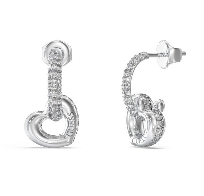 Guess Romantické visací náušnice Srdíčka L.O.V.E. JUBE05465JWRHT/U