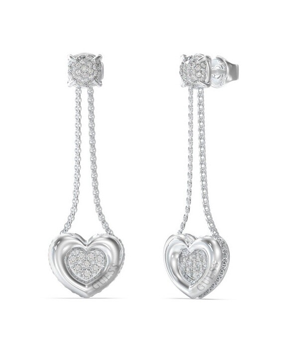 Guess Jedinečné visací náušnice s krystaly L.O.V.E. JUBE05462JWRHT/U