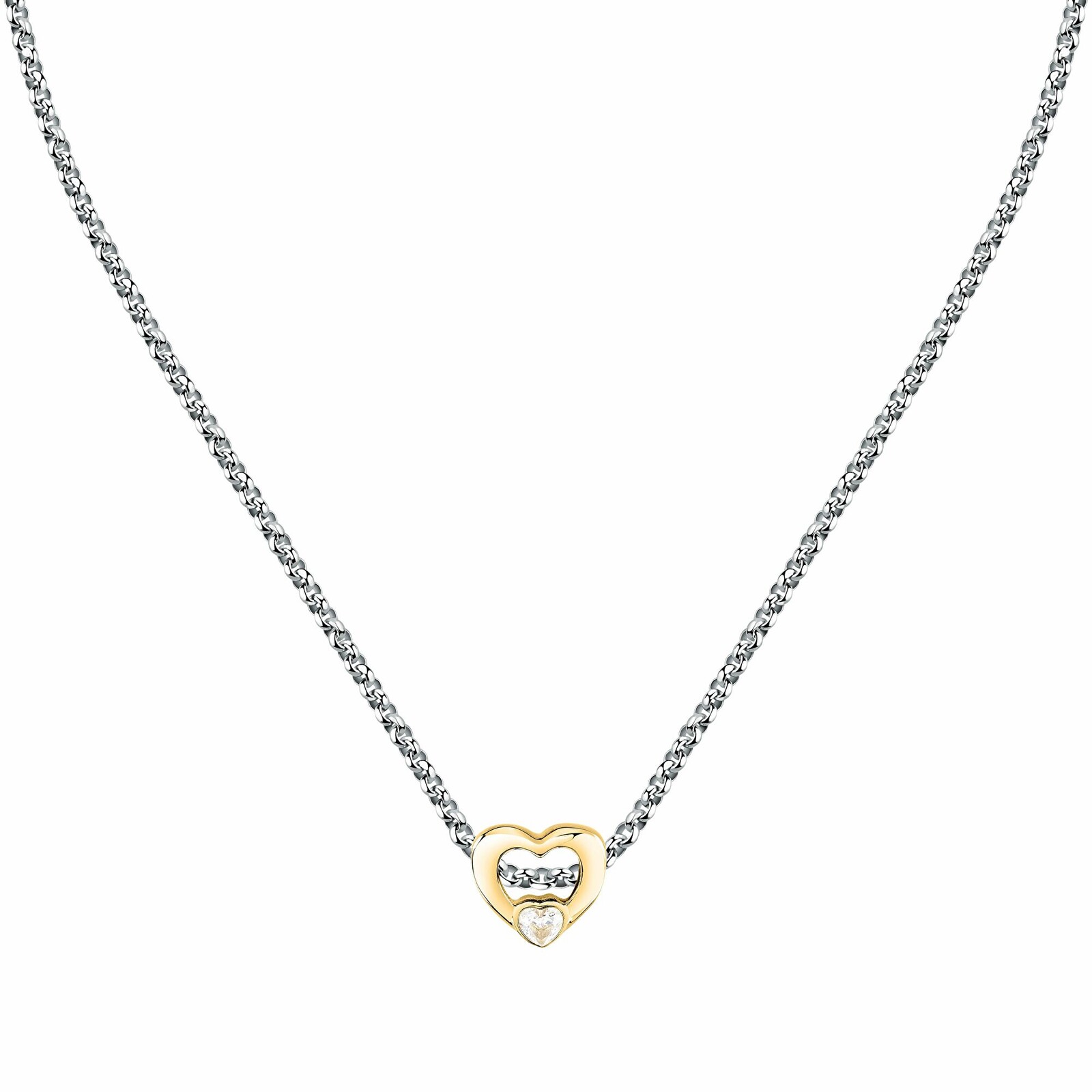 Morellato Krásný ocelový bicolor náhrdelník Srdce Drops SCZ1414