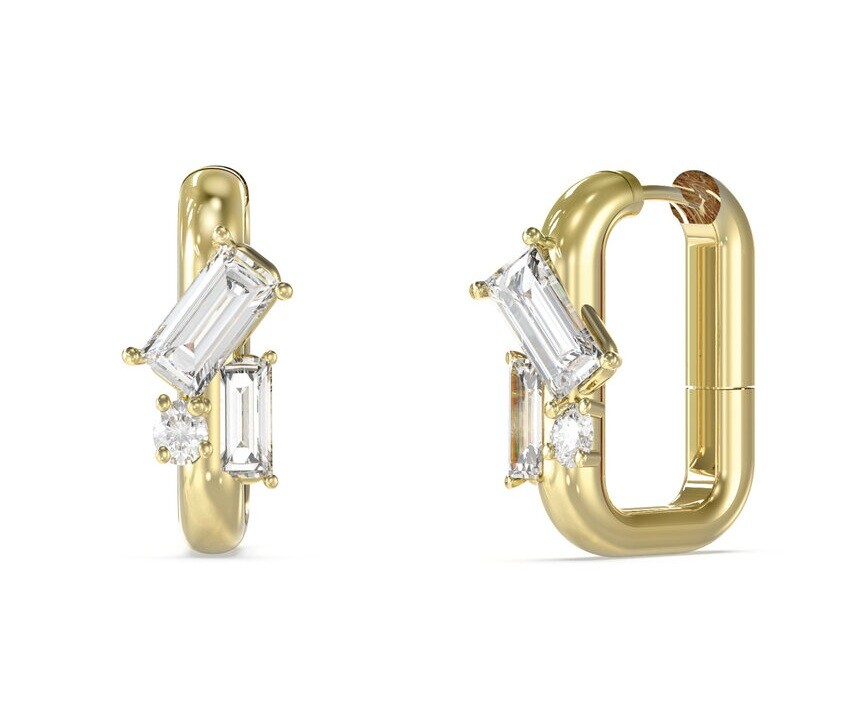 Guess Třpytivé oválné náušnice z oceli Chandelier JUBE05361JWYGT/U