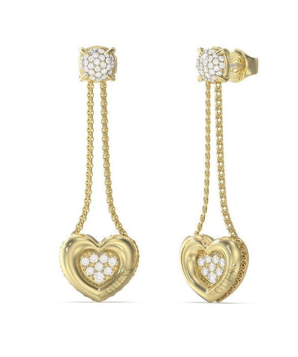 Guess Jedinečné visací náušnice s krystaly L.O.V.E. JUBE05462JWYGT/U
