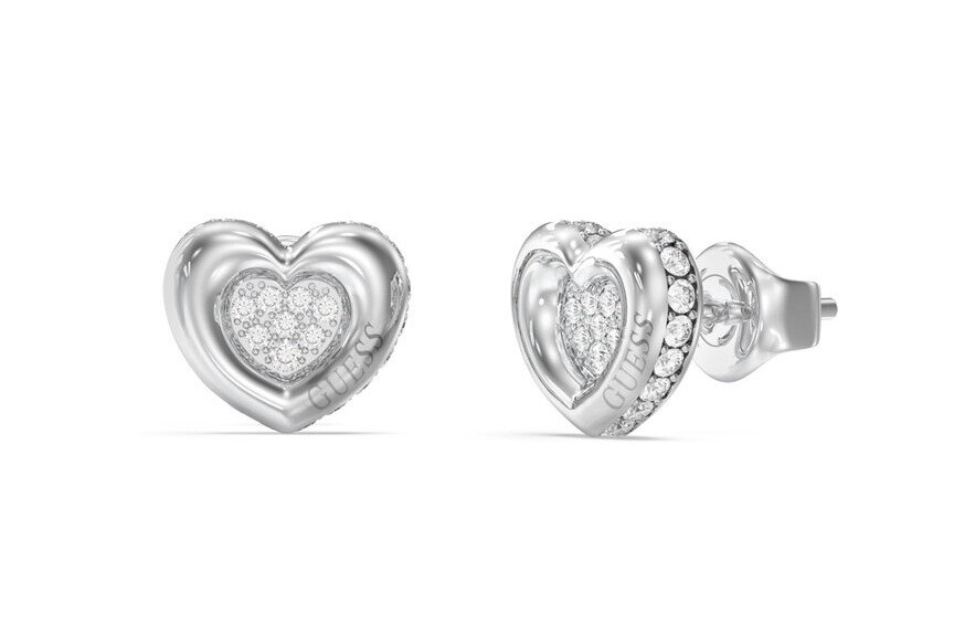 Guess Srdíčkové náušnice s krystaly L.O.V.E. JUBE05466JWRHT/U