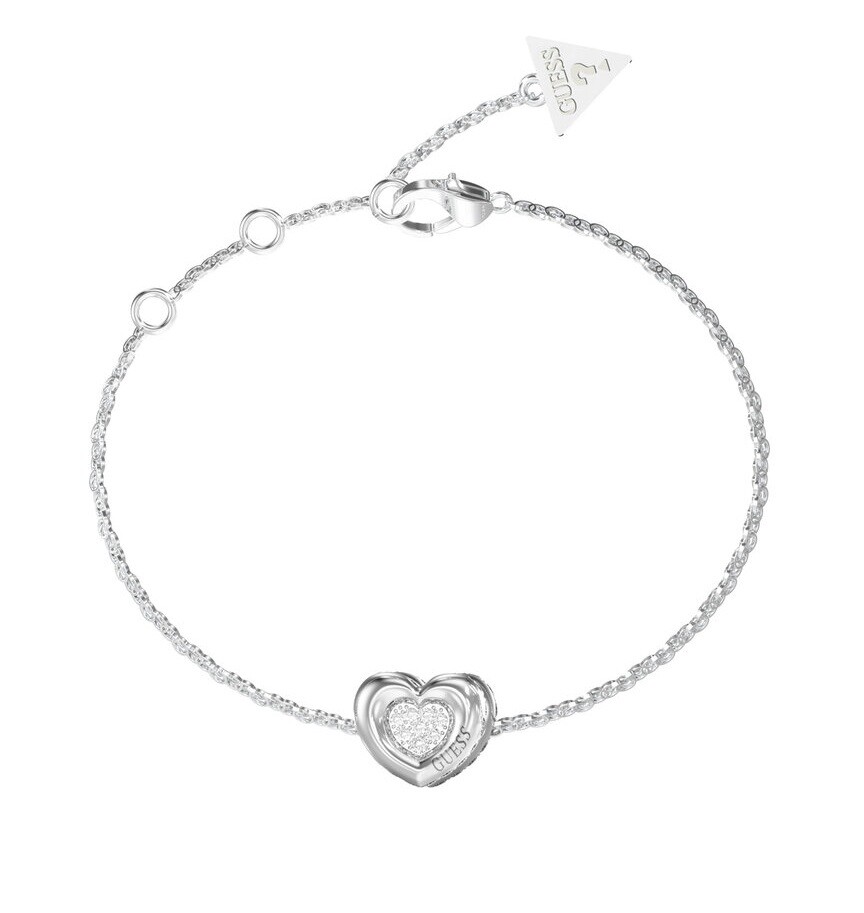 Guess Půvabný náramek Srdíčko s krystaly L.O.V.E. JUBB05461JWRH 18,4 cm