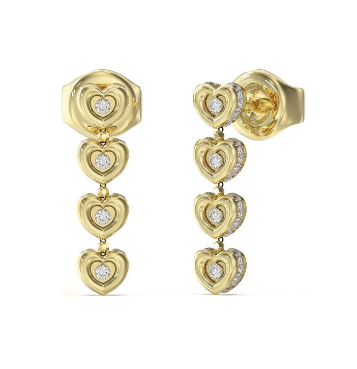 Guess Visací srdíčkové náušnice s krystaly L.O.V.E. JUBE05473JWYGT/U