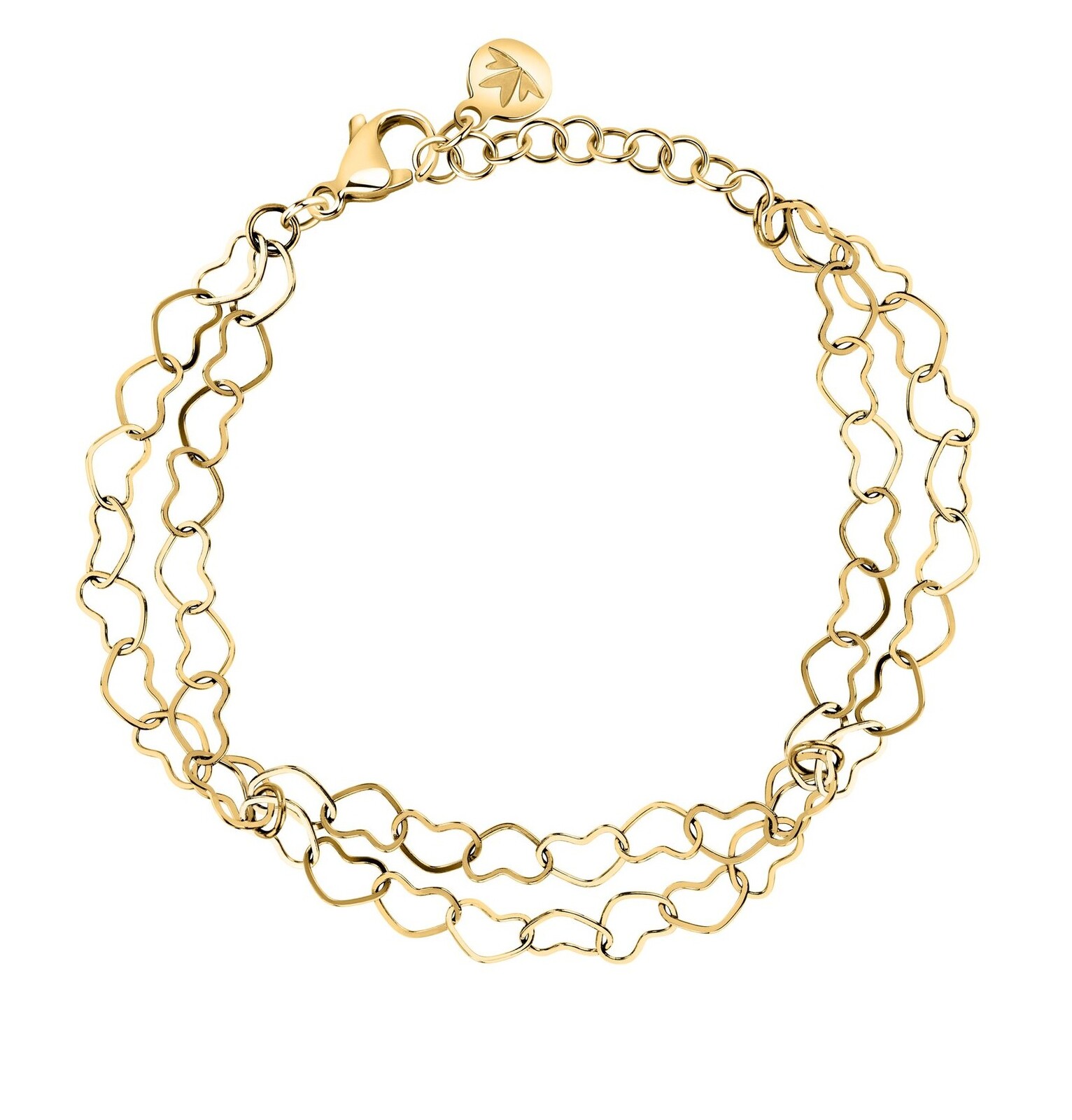 Morellato Dvojitý pozlacený srdíčkový náramek Intrecci SAZC19