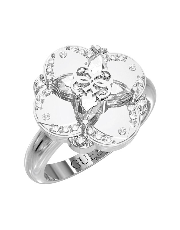 Guess Luxusní ocelový prsten s květinou Wild Flower JUBR05506JWRH 52 mm