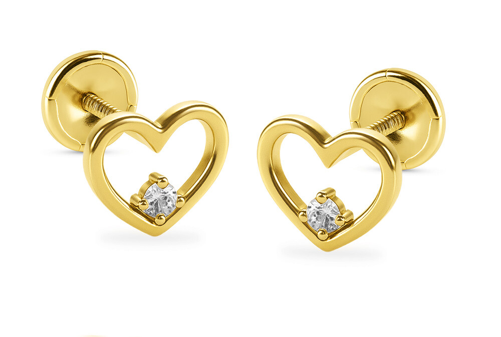 Brilio Jemné náušnice ze žlutého zlata Srdíčko 14/255.231/17ZIR