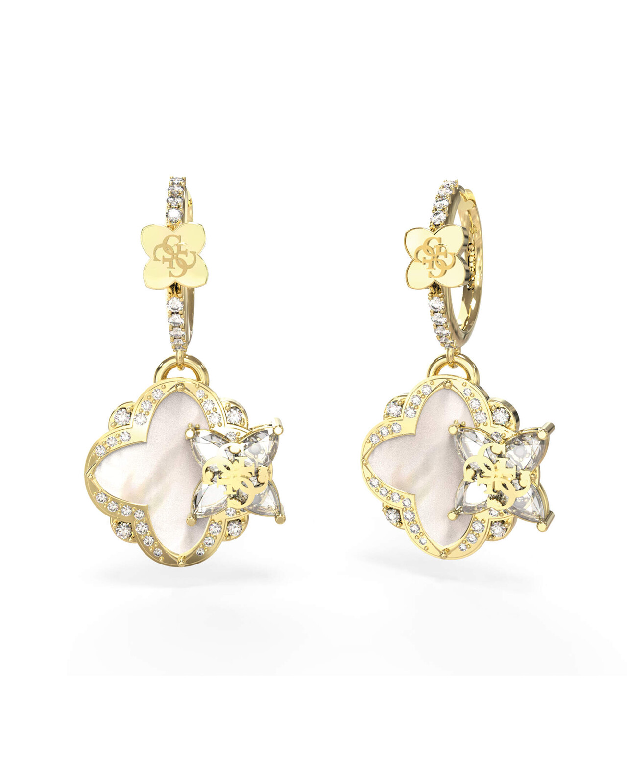 Guess Úchvatné pozlacené náušnice s přívěsky Wild Flower JUBE05583JWYGT/U