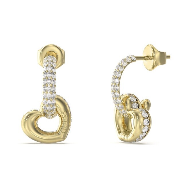 Guess Romantické visací náušnice Srdíčka L.O.V.E. JUBE05465JWYGT/U