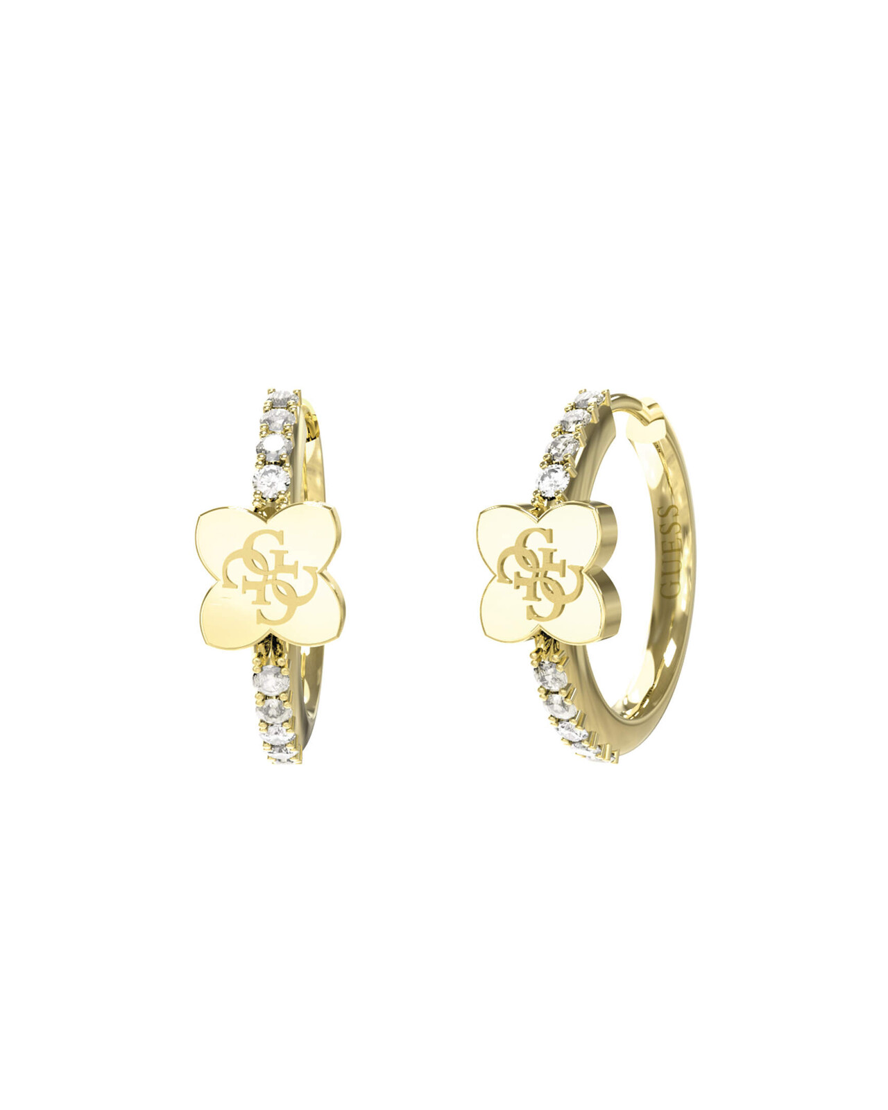 Guess Nadčasové pozlacené kruhy s krystaly Wild Flower JUBE05508JWYGT/U