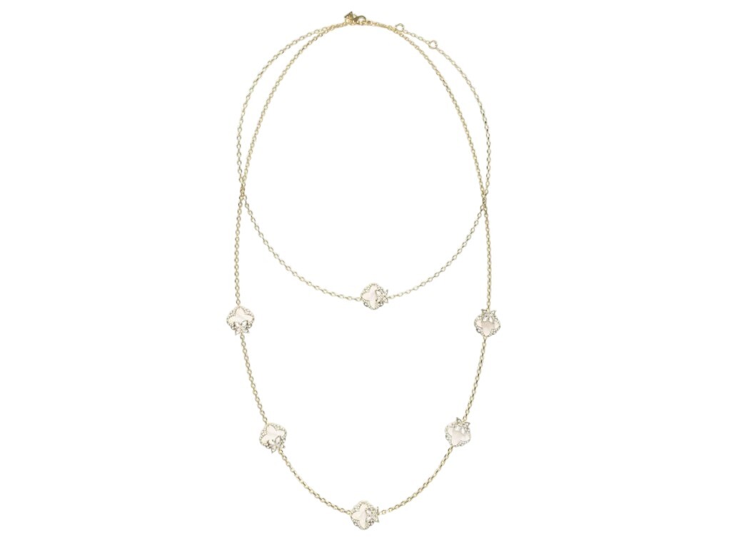 Guess Pozlacený dvojitý náhrdelník s květinami Wild Flower JUBN05581JWYGT/U