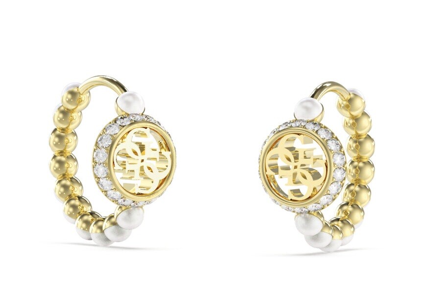 Guess Jedinečné kruhové náušnice s perličkami Tiny Pearly JUBE05518JWYGT/U