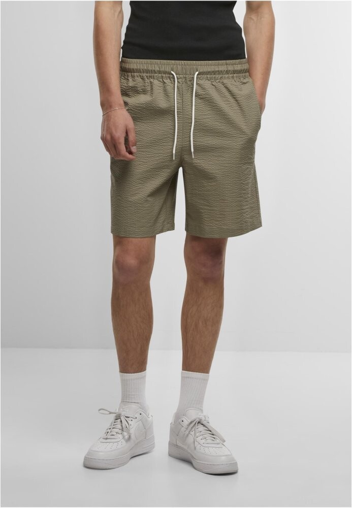 Basic Seersucker Shorts - paleolive 3XL