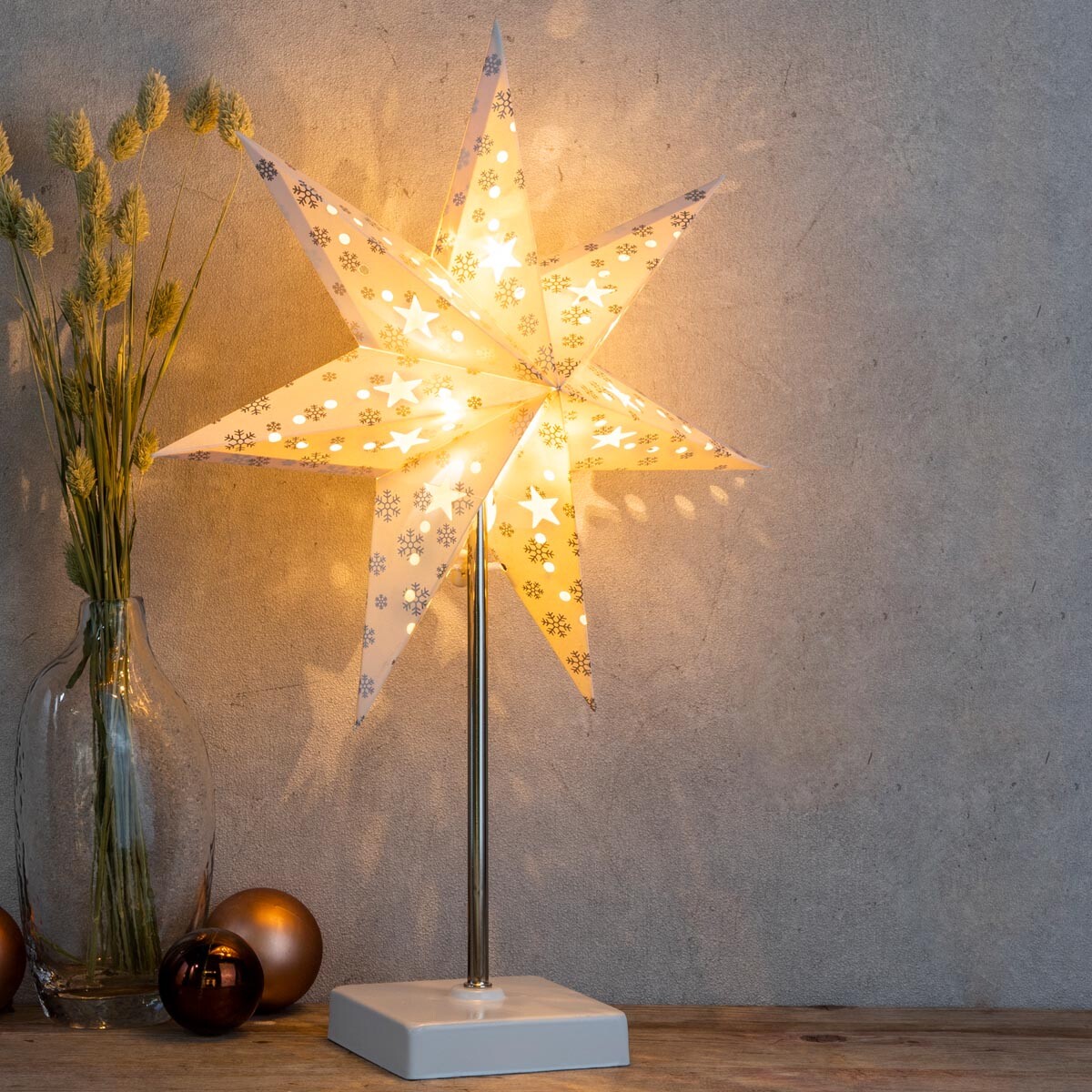 Papírová lampa Hvězda s časovačem, 35 cm