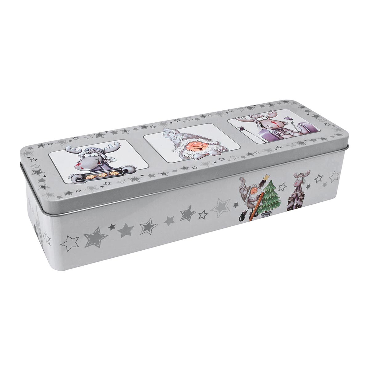 Kovová dóza s vánočním motivem