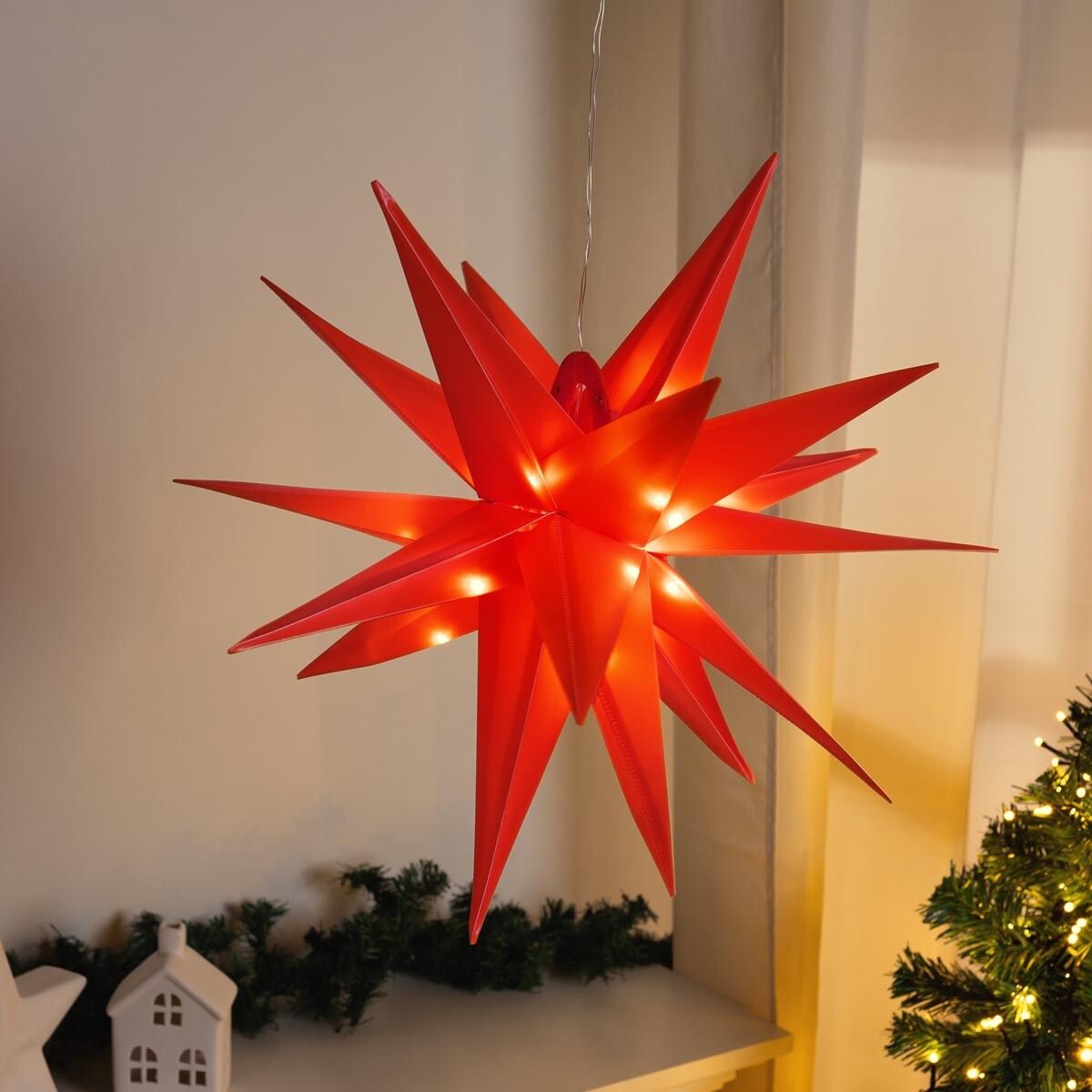 LED hvězda, červená, 56 cm