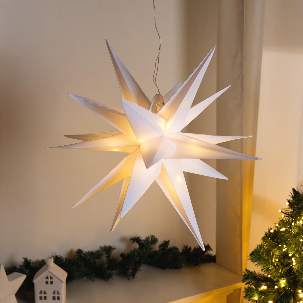 LED hvězda, bílá, 56 cm