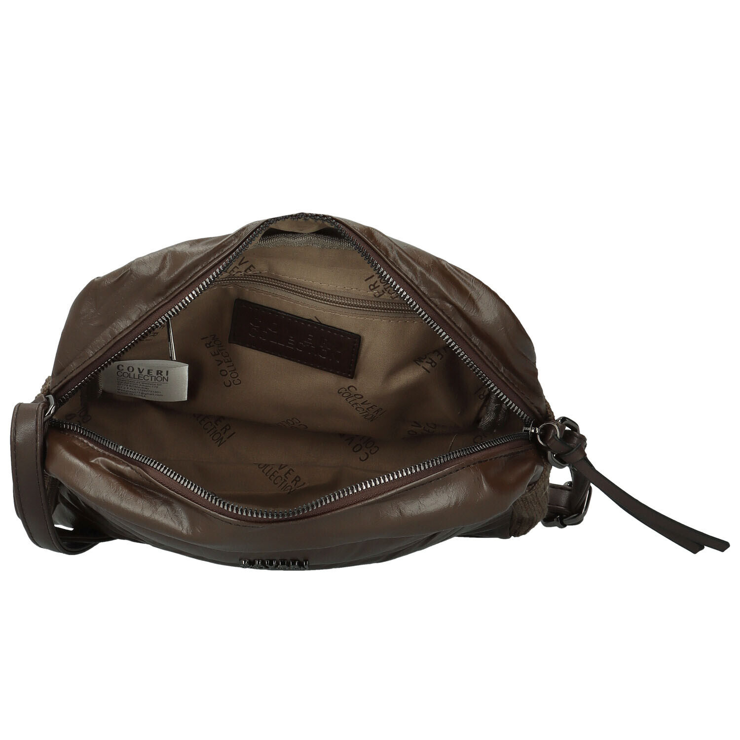 Trendy dámská koženková crossbody kabelka Coveri Darcy, tmavě hnědá