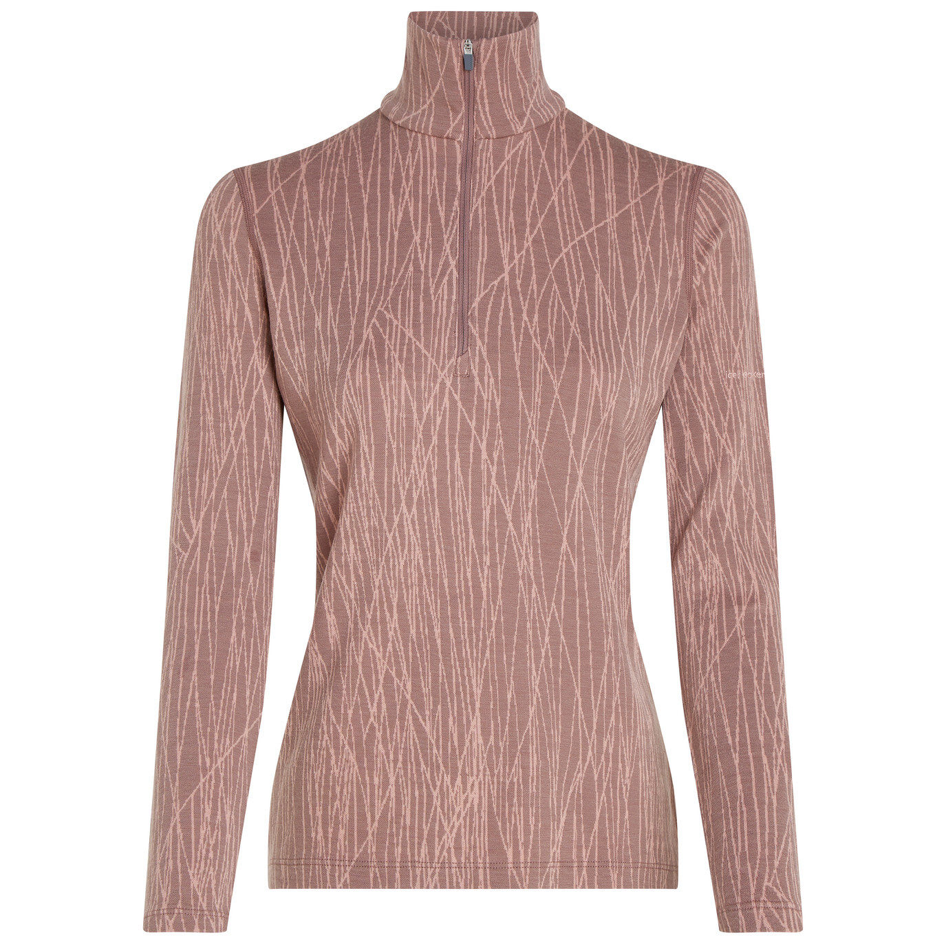 Dámské funkční triko Icebreaker Women Merino 260 Tech Vertex LS Half Zip Delta Lines AOP Velikost: S / Barva: hnědá