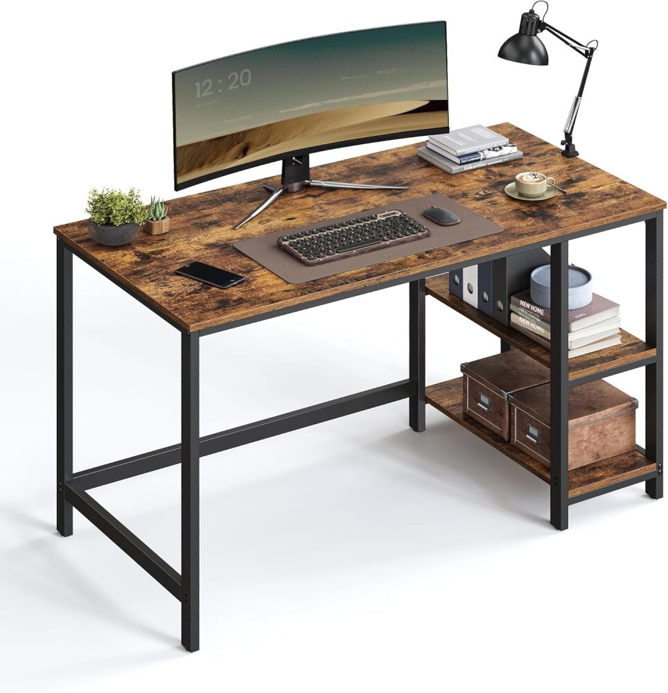 Rustic Brown, Ink Black Computer Desk 120x60x75.8cm