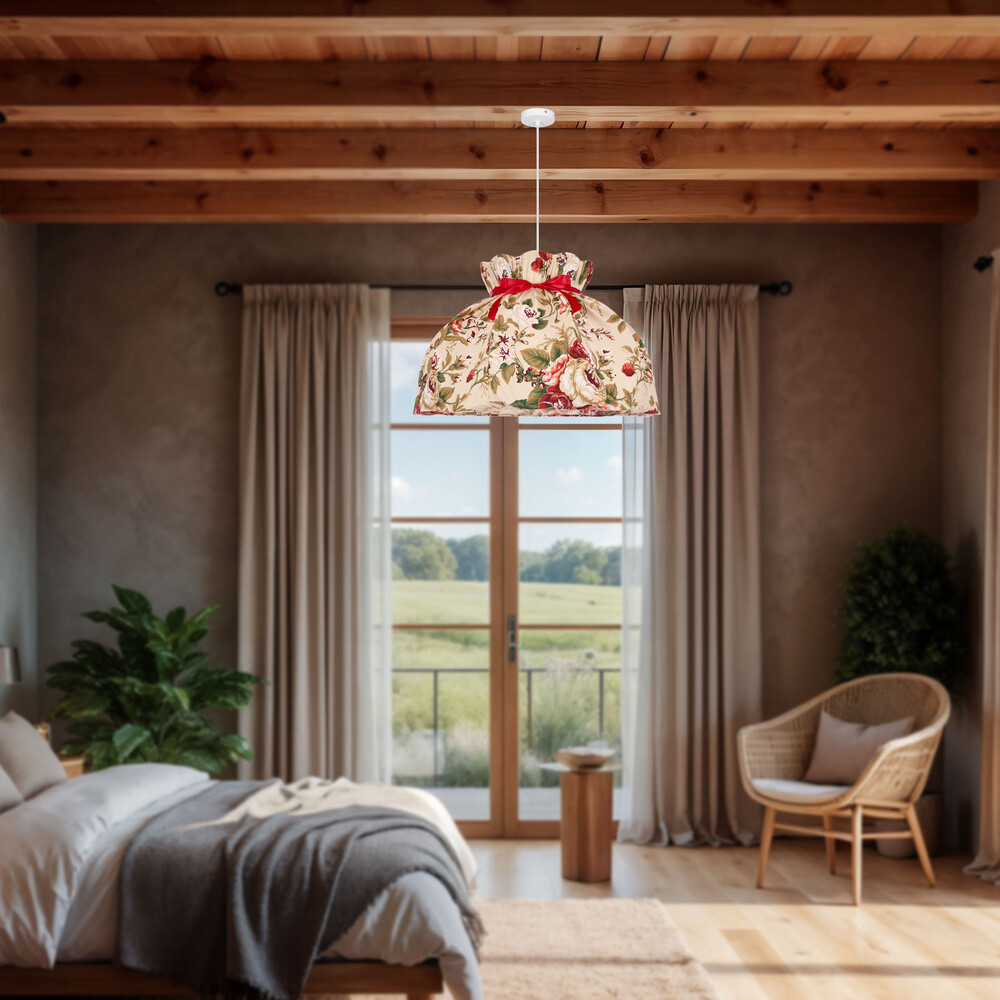 Závěsná lampa ROZANO bílá 1x40W E27 květinové stínidlo