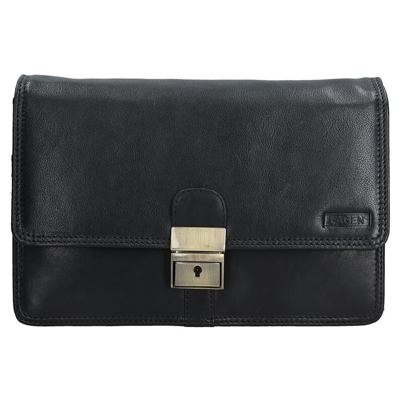 Pánské kožené etue Lagen Oliver - černá