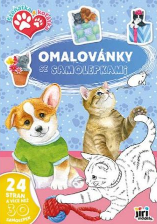 Štěňátka a koťátka - Omalovánky A4 se samolepkami