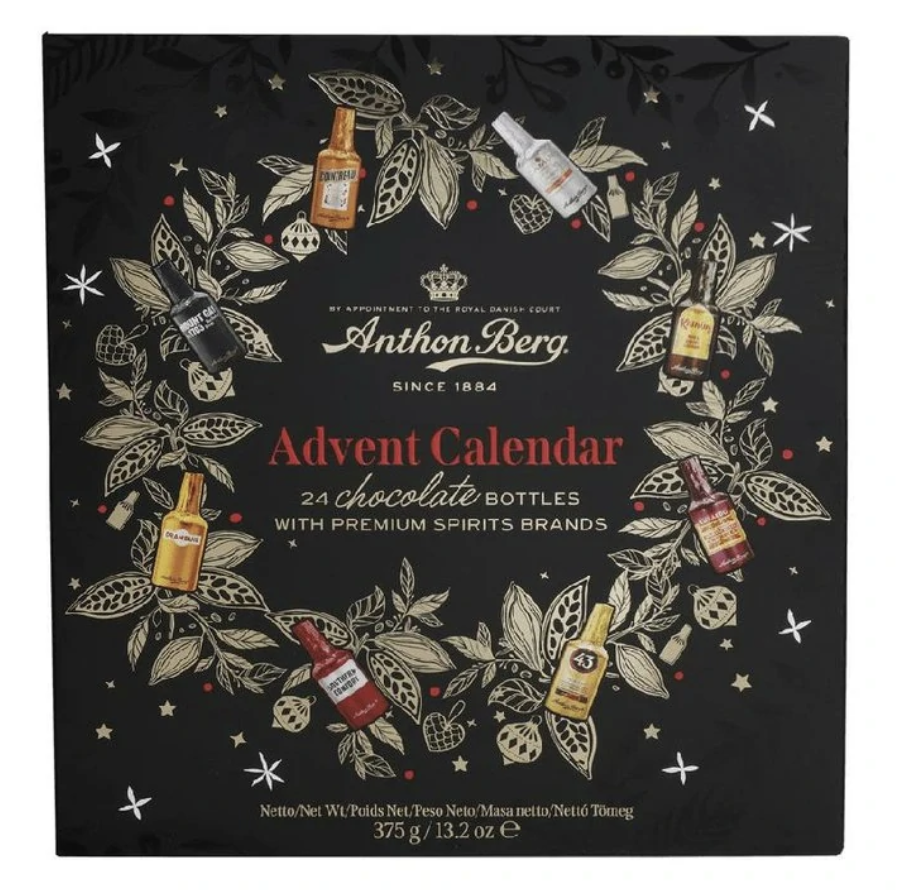 Adventní kalendář s čokoládovými likérovými lahvičkami